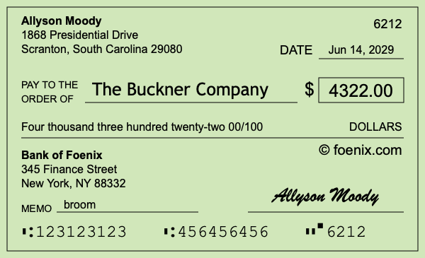How to write a check for $4,322