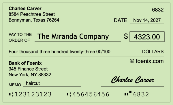 How to write a check for $4,323