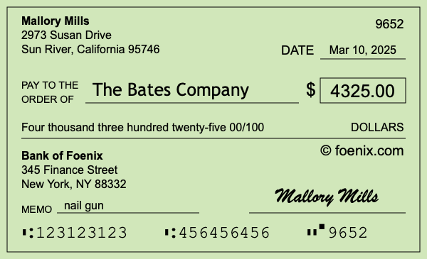 How to write a check for $4,325