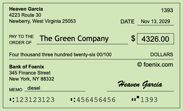 How to write a check for $4,326