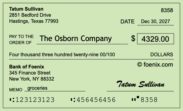 How to write a check for $4,329