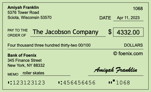 How to write a check for $4,332