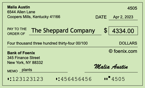 How to write a check for $4,334