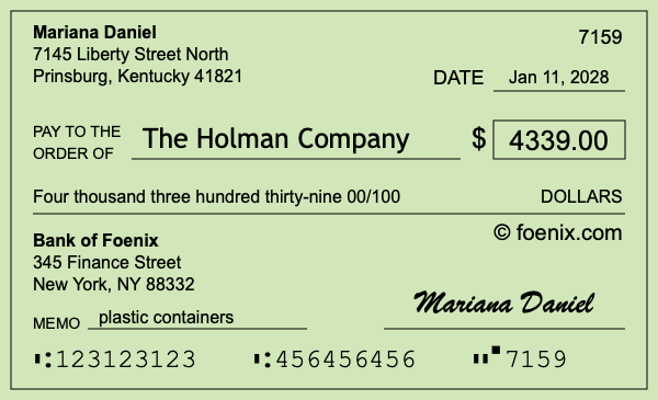 How to write a check for $4,339