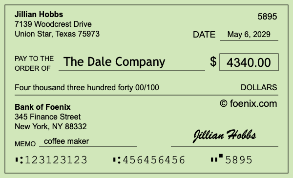 How to write a check for $4,340