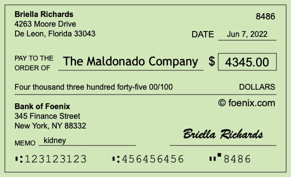 How to write a check for $4,345