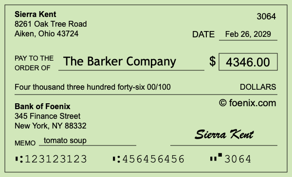 How to write a check for $4,346