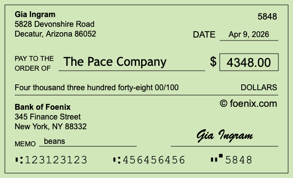 How to write a check for $4,348