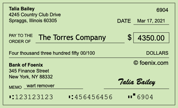 How to write a check for $4,350