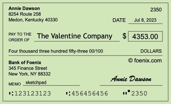 How to write a check for $4,353