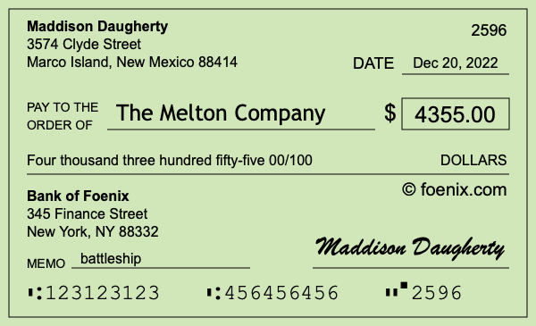 How to write a check for $4,355