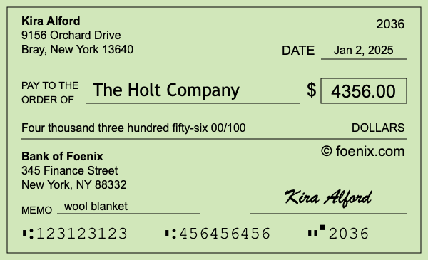 How to write a check for $4,356