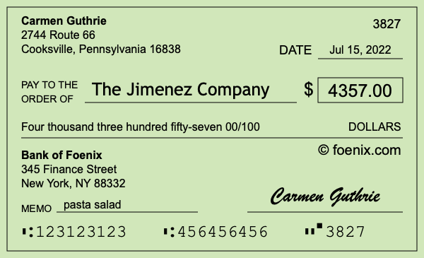 How to write a check for $4,357