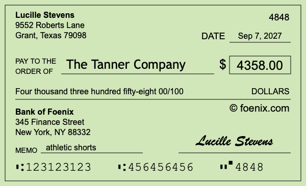 How to write a check for $4,358