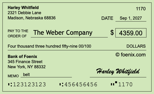 How to write a check for $4,359