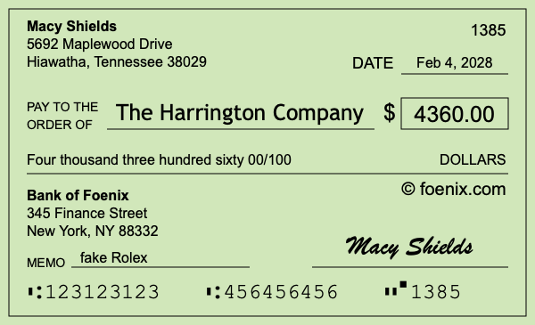 How to write a check for $4,360