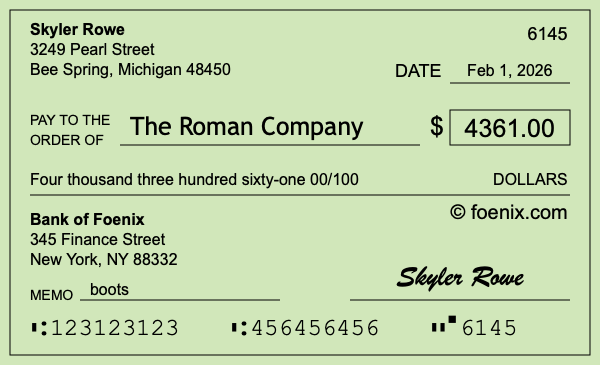 How to write a check for $4,361