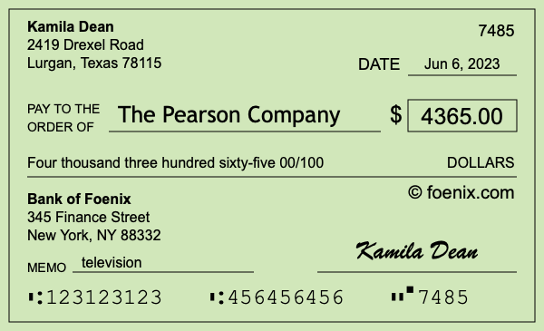 How to write a check for $4,365