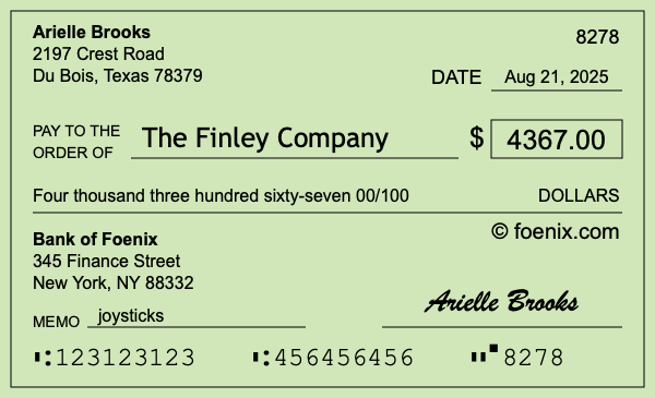 How to write a check for $4,367