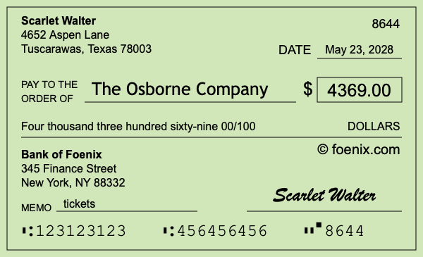 How to write a check for $4,369