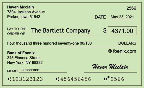 How to write a check for $4,371