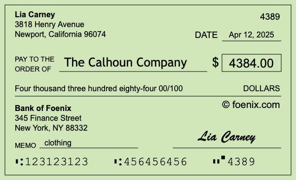 How to write a check for $4,384