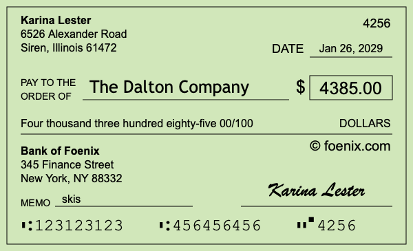 How to write a check for $4,385
