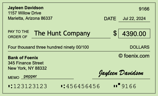 How to write a check for $4,390