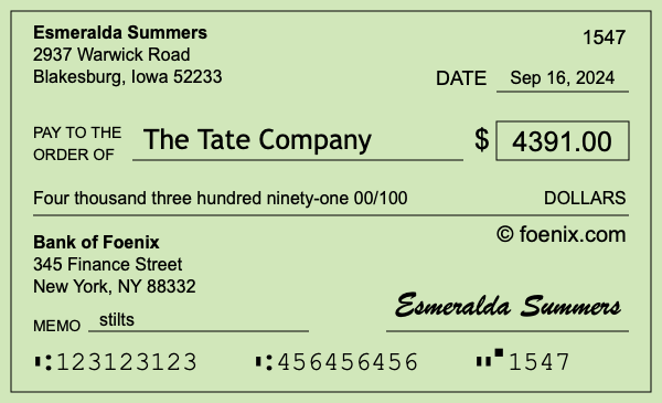 How to write a check for $4,391