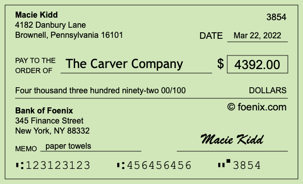 How to write a check for $4,392
