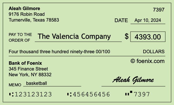 How to write a check for $4,393