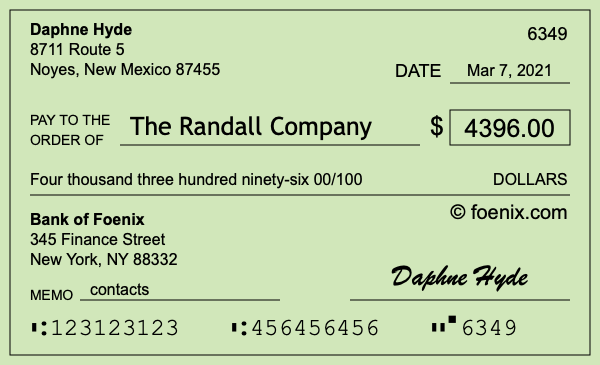 How to write a check for $4,396