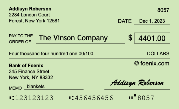 How to write a check for $4,401