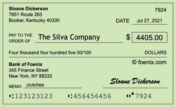 How to write a check for $4,405