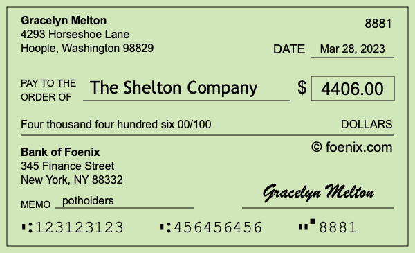 How to write a check for $4,406