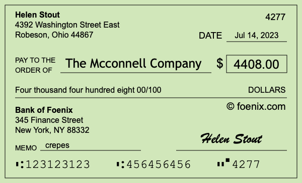 How to write a check for $4,408