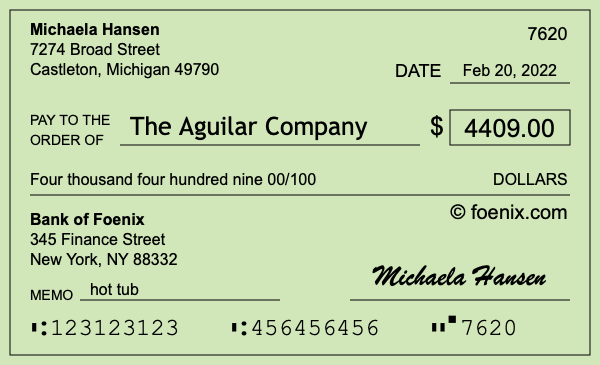 How to write a check for $4,409