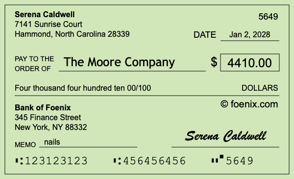 How to write a check for $4,410