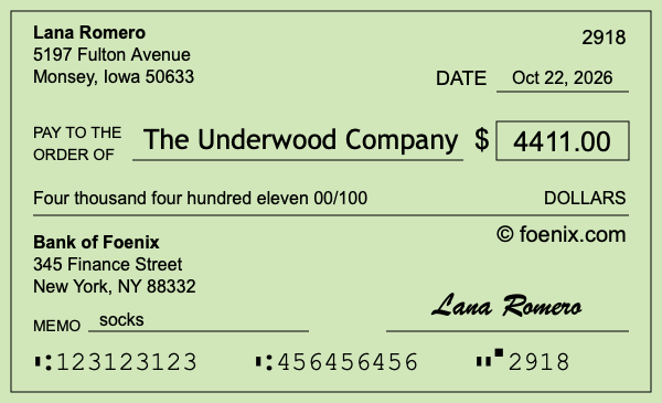 How to write a check for $4,411
