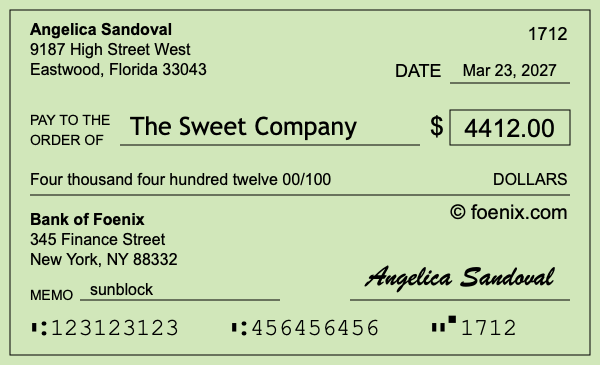 How to write a check for $4,412