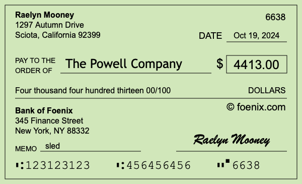How to write a check for $4,413