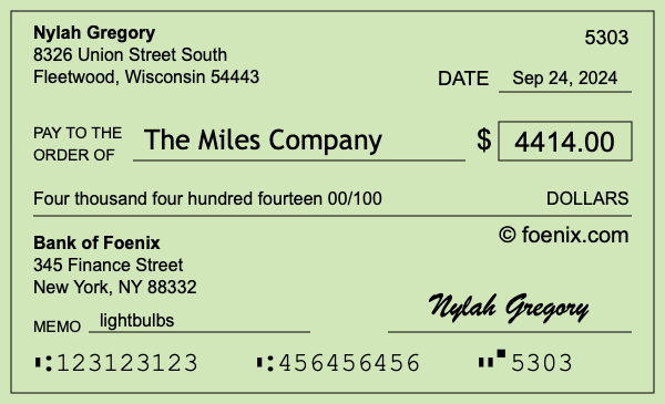 How to write a check for $4,414