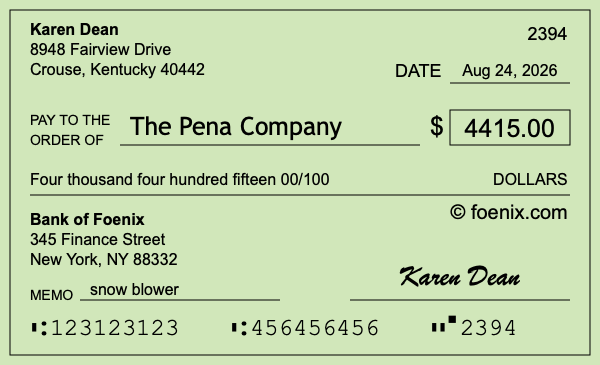 How to write a check for $4,415