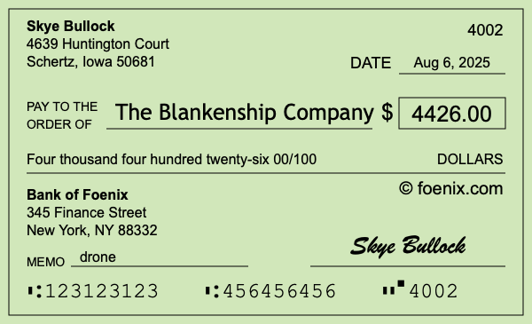 How to write a check for $4,426
