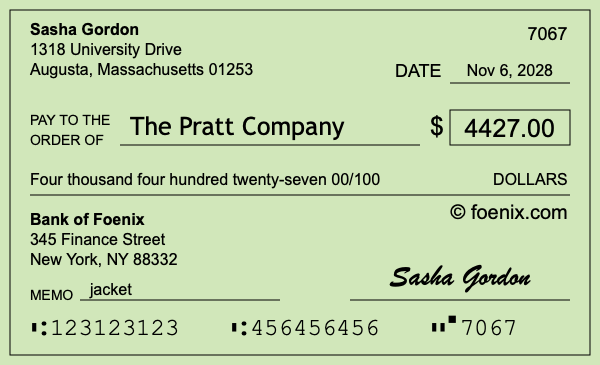 How to write a check for $4,427