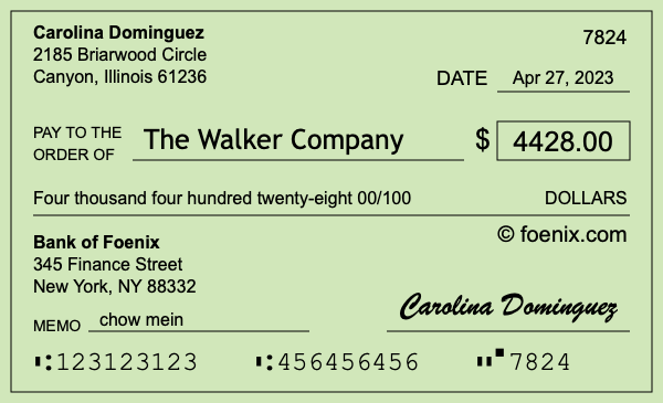 How to write a check for $4,428