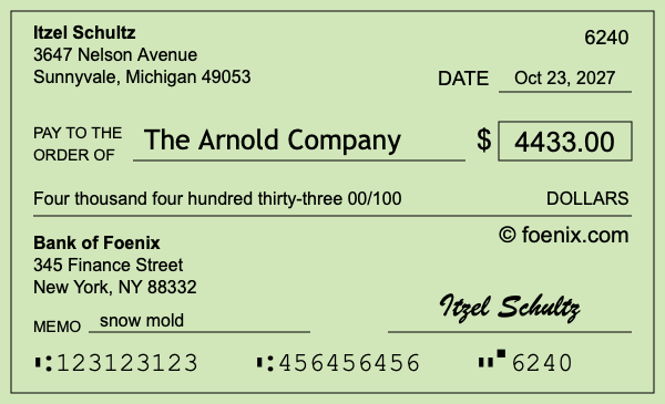 How to write a check for $4,433
