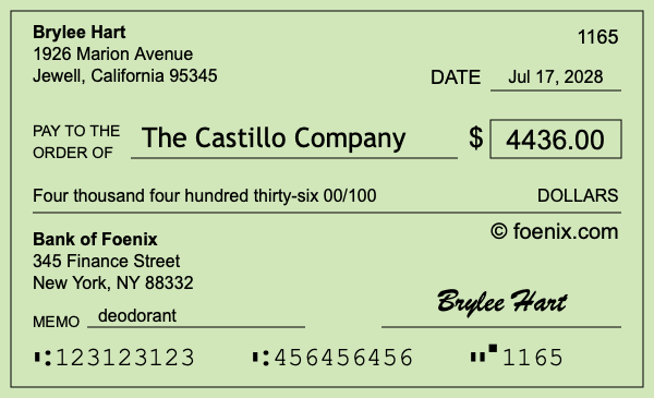 How to write a check for $4,436