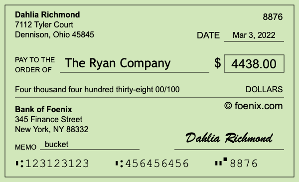 How to write a check for $4,438