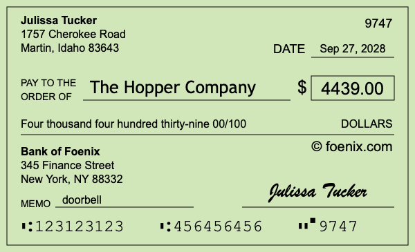 How to write a check for $4,439